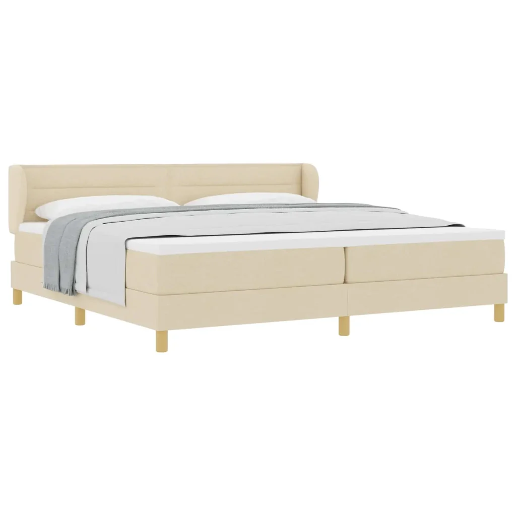 Letto a molle con materasso Crema 200 x 200 cm Tessuto 3340176 - Image 2
