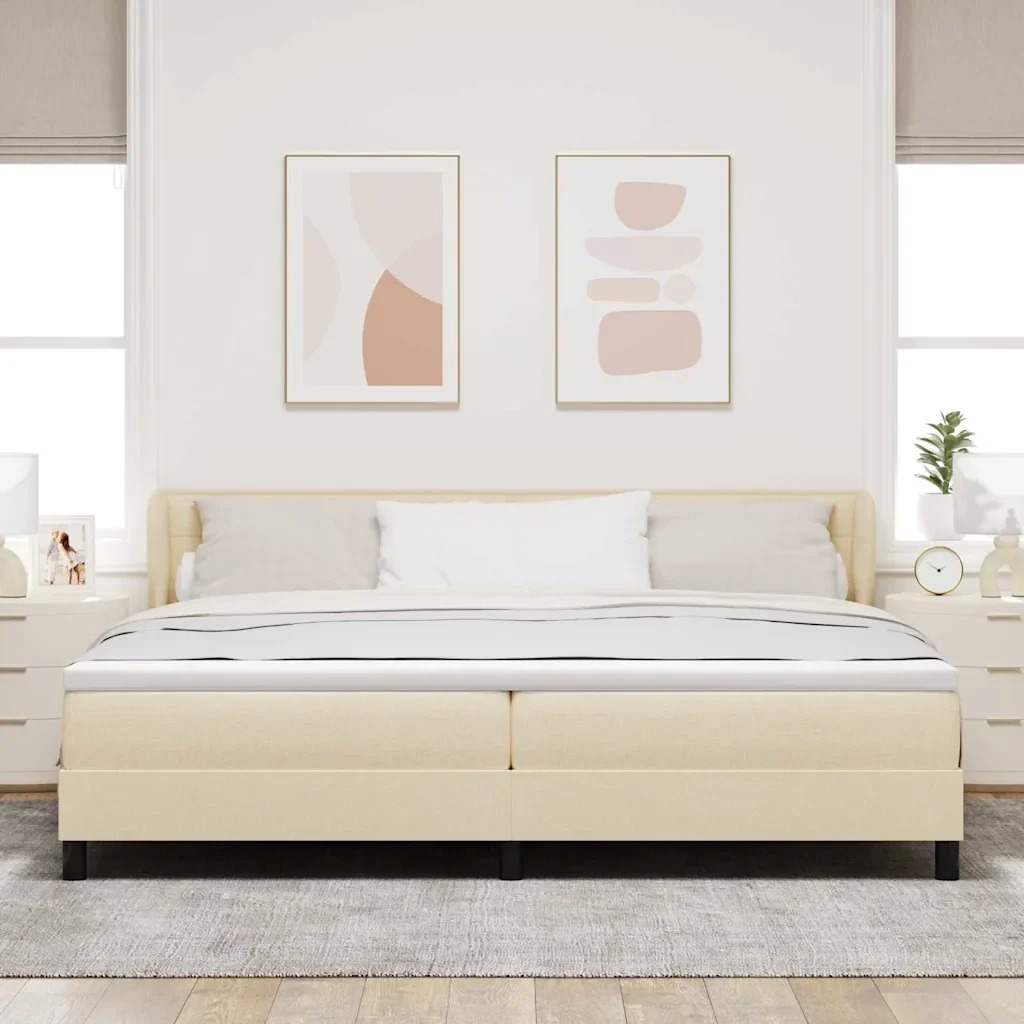 Letto a molle con materasso Crema 200 x 200 cm Tessuto 3340176 - Image 3