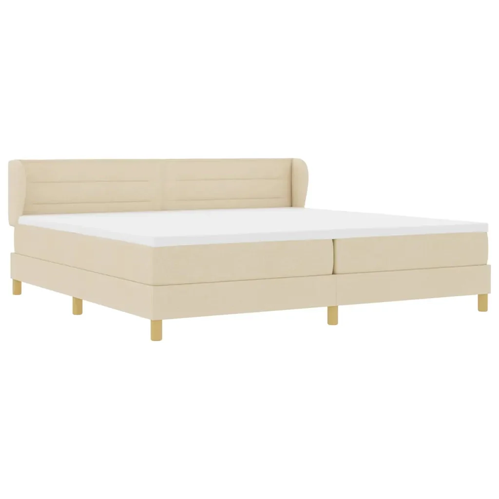 Letto a molle con materasso Crema 200 x 200 cm Tessuto 3340176 - Image 6