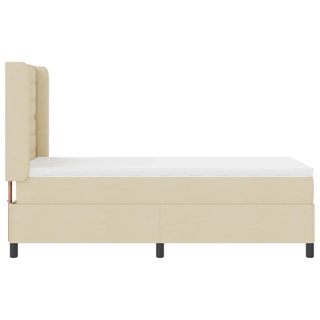 Letto a molle con materasso Crema 200 x 90 cm Tessuto 3341565 - Image 8