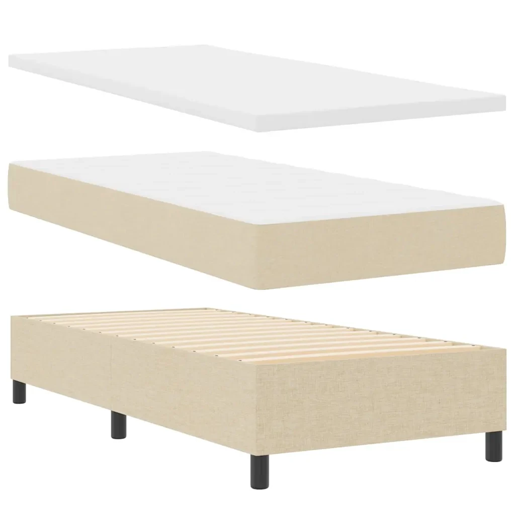 Letto a Sorgente LED con materasso Crema 100 x 200 cm Tessuto 3343432 - Image 6