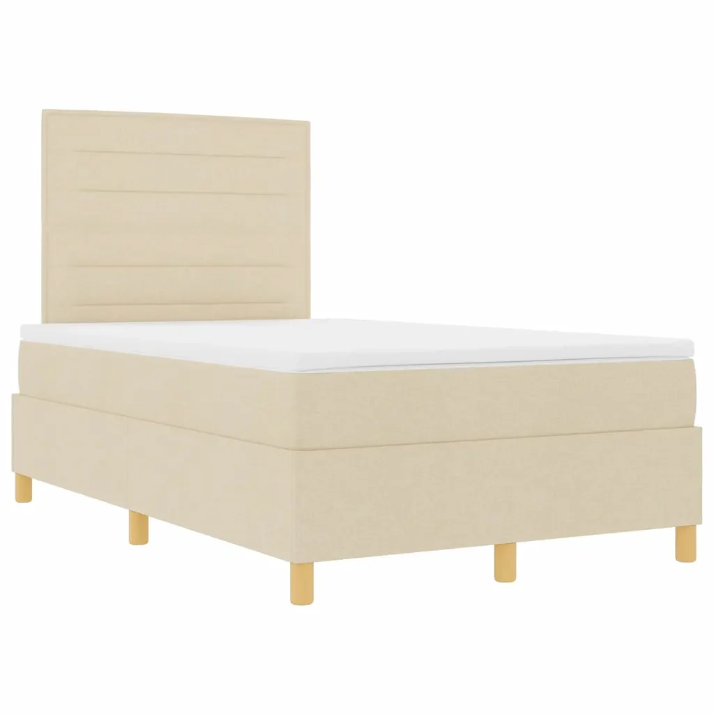 Letto a Sorgente LED con materasso Crema 120 x 200 cm Tessuto 3343017 - Image 6