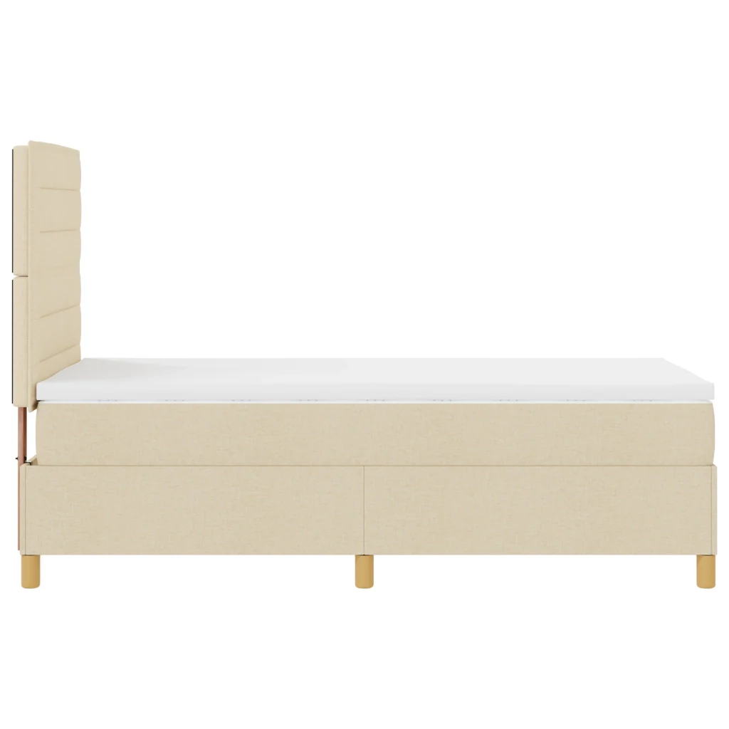 Letto Box Spring con Materasso e LED Crema 90x190 cm Tessuto - Image 9