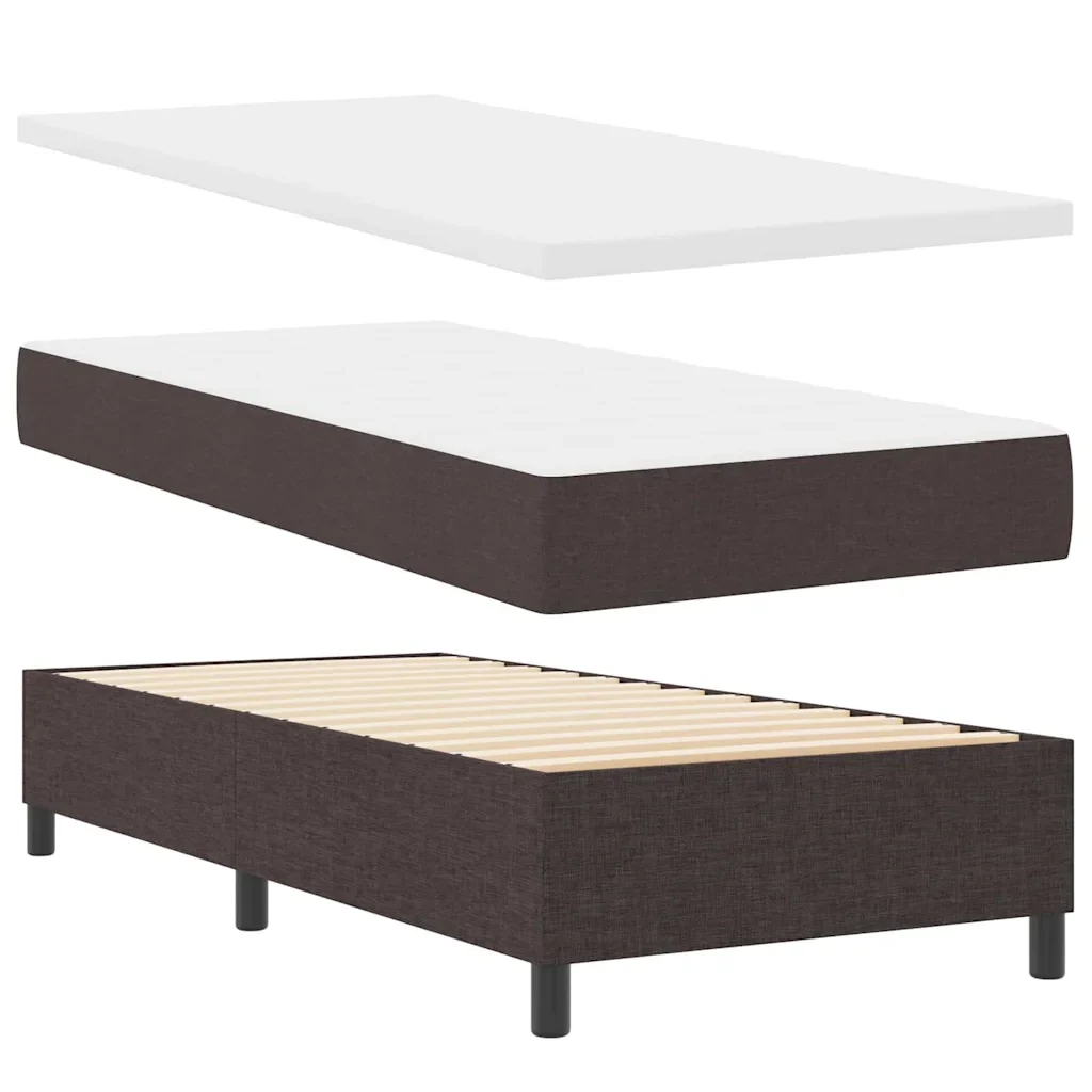 Letto a Sorgente LED Marrone Scuro 90 x 190 cm Tessuto 3343479 - Image 6