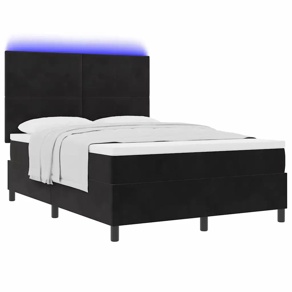 Letto a Sorgente LED con testiera Nero 160 x 200 cm Velluto 3343324 - Image 3