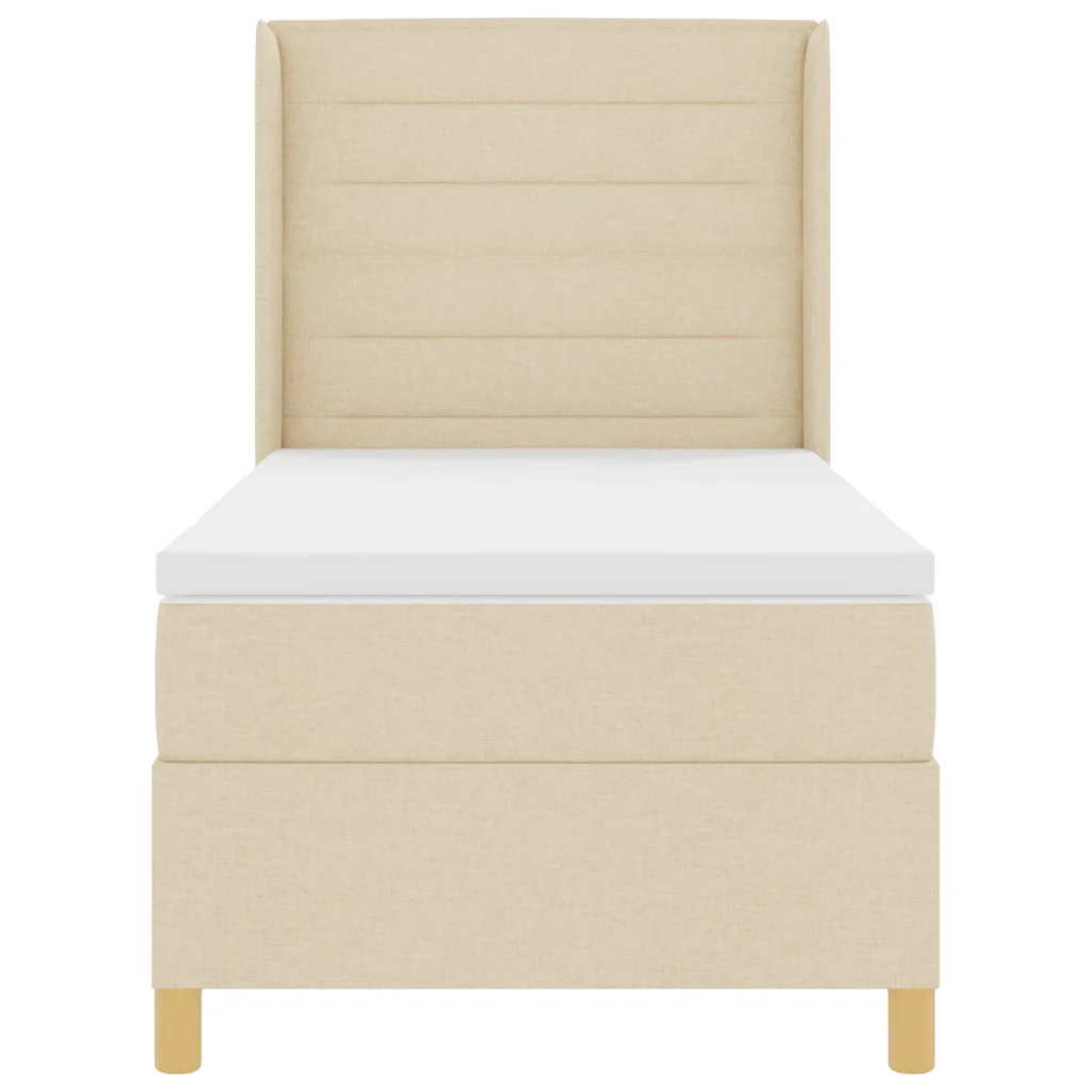Letto Box Spring con Materasso e LED Panna 90x190 cm Tessuto - Image 8