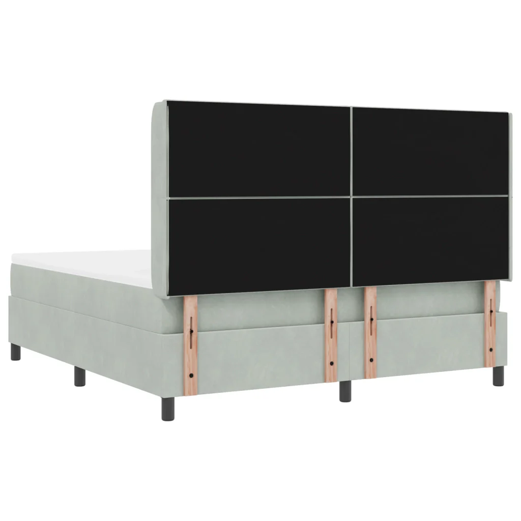 Letto Box Spring con Materasso e Luce LED Grigio Chiaro 180x200 cm Velluto - Image 10