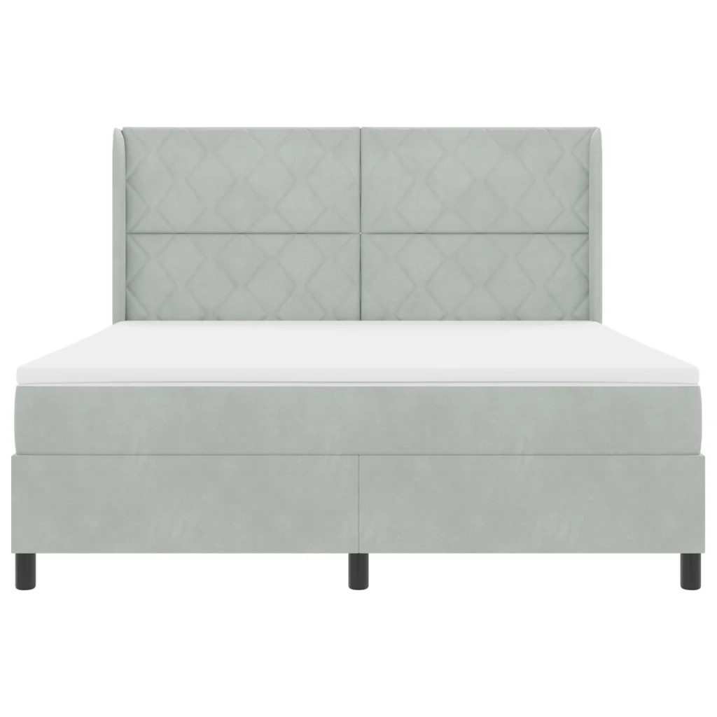 Letto Box Spring con Materasso e Luce LED Grigio Chiaro 180x200 cm Velluto - Image 8