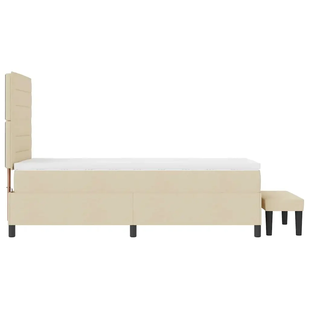 Letto a molle con cuscino Crema 100 x 200 cm Tessuto 3343972 - Image 9