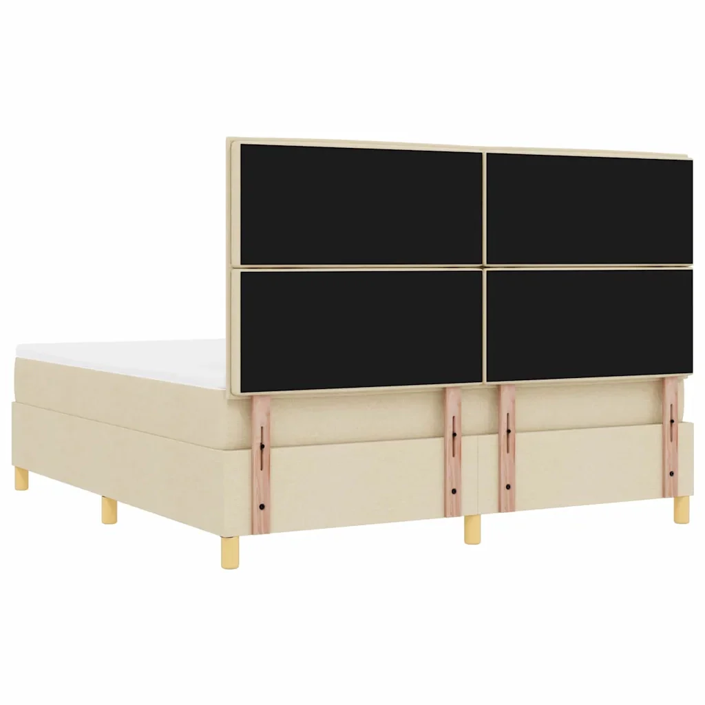 Letto a molle con testiera Crema 200 x 180 cm Tessuto 3344245 - Image 10
