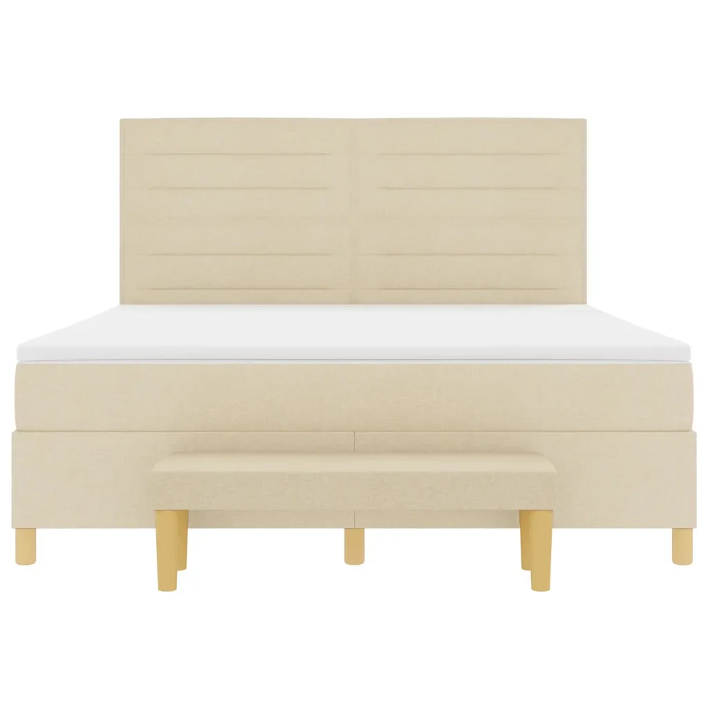 Letto a molle con testiera Crema 200 x 180 cm Tessuto 3344245 - Image 8