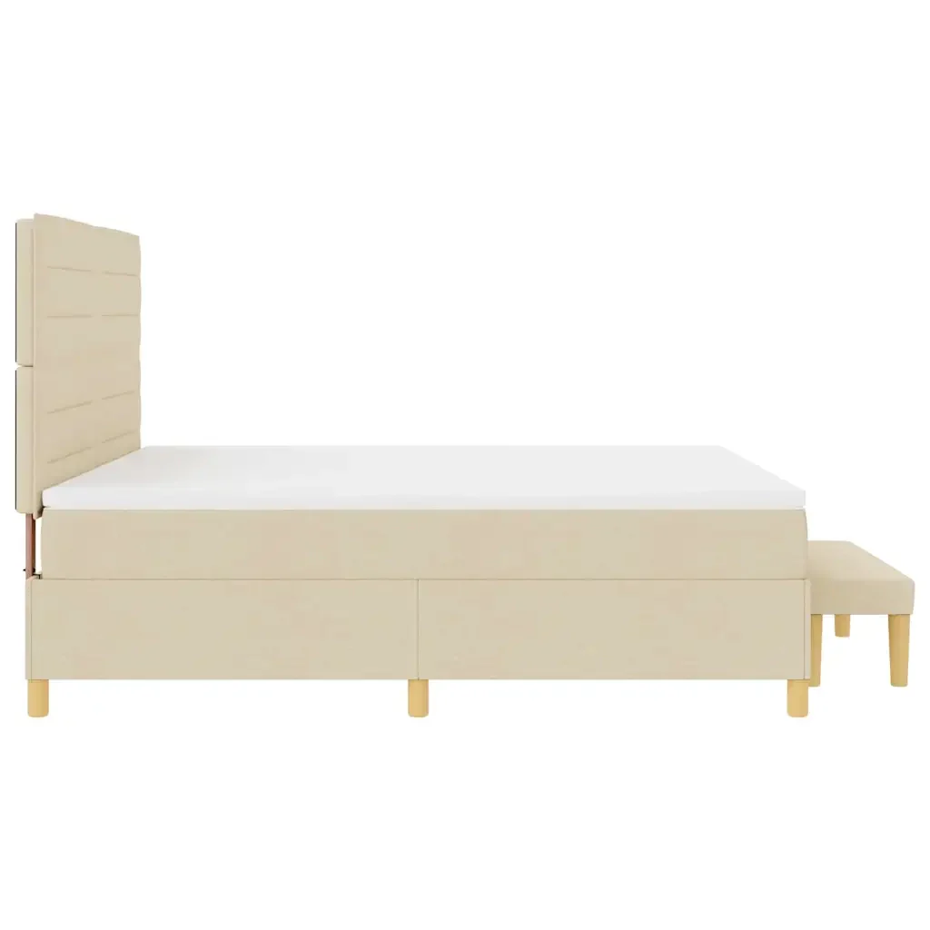 Letto a molle con testiera Crema 200 x 180 cm Tessuto 3344245 - Image 9
