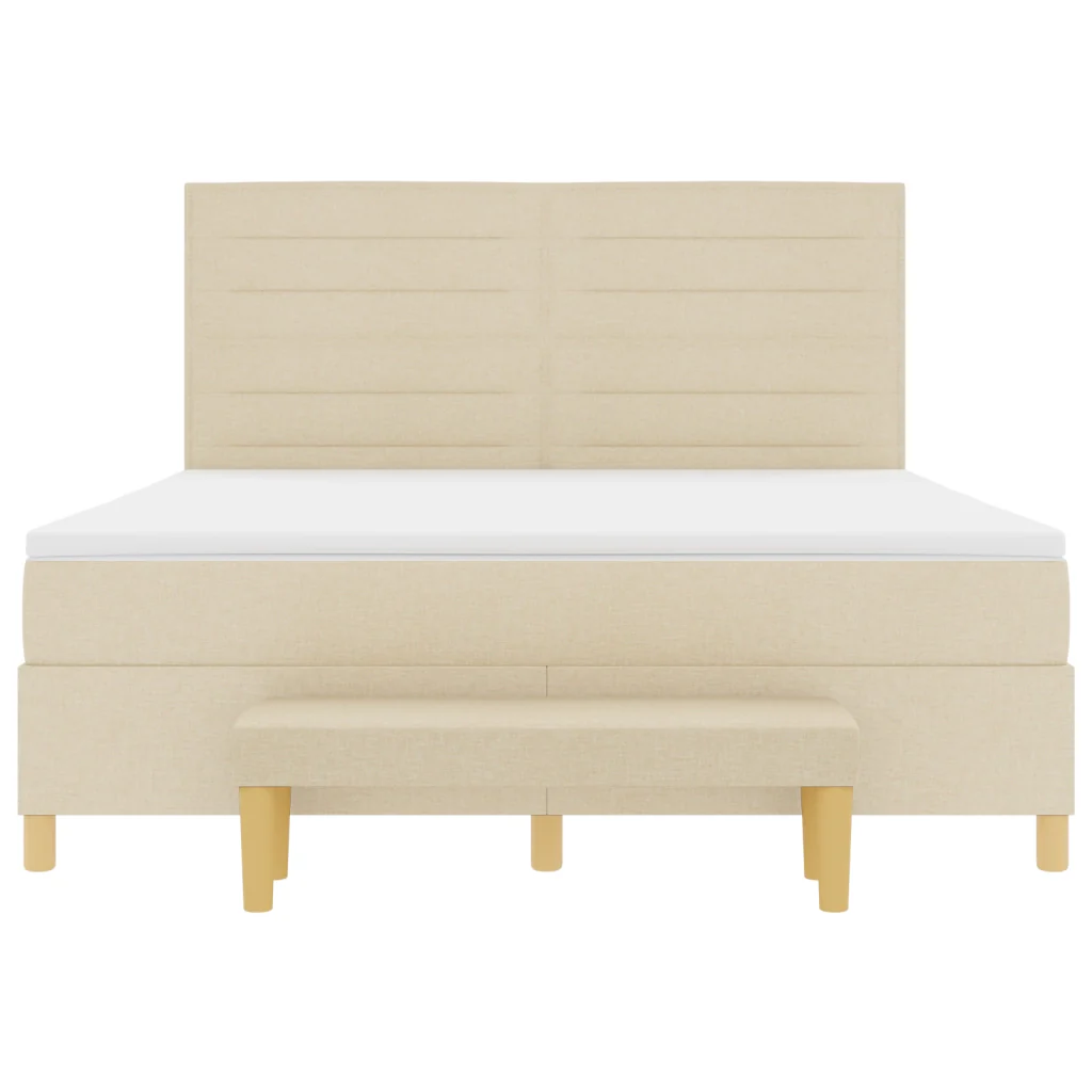 Letto Box Spring con Materasso e Panchina Crema 180x200 cm Tessuto - Image 9