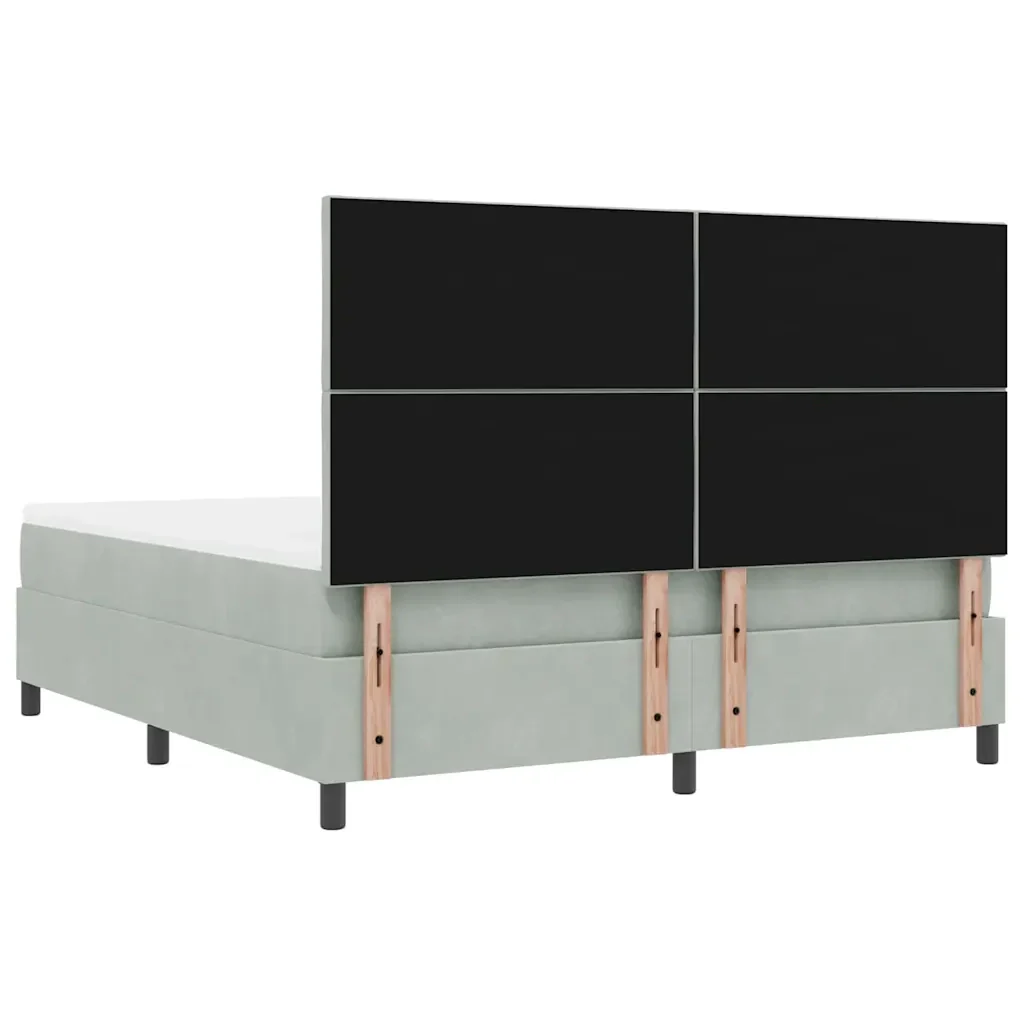 Letto a molle con testiera Grigio chiaro 200 x 180 cm Velluto 3344594 - Image 10