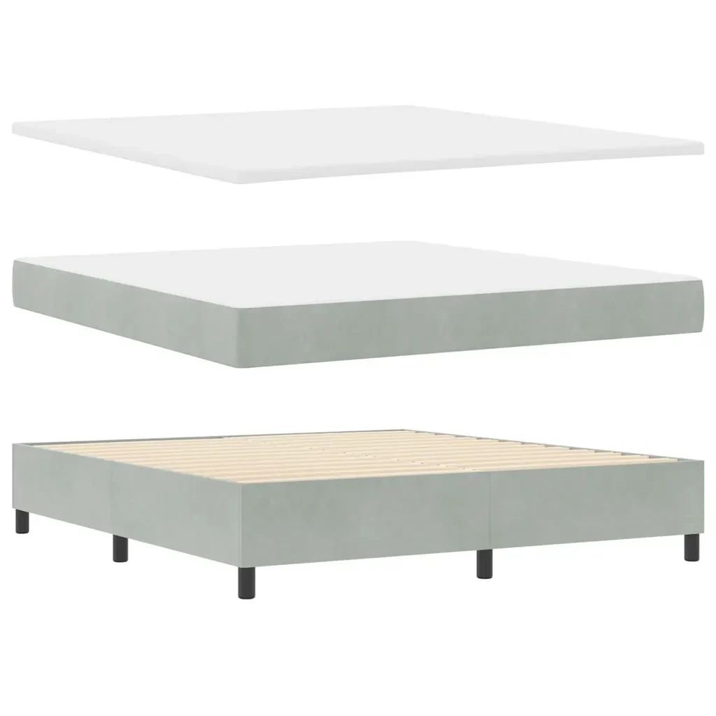 Letto a molle con testiera Grigio chiaro 200 x 180 cm Velluto 3344594 - Image 4