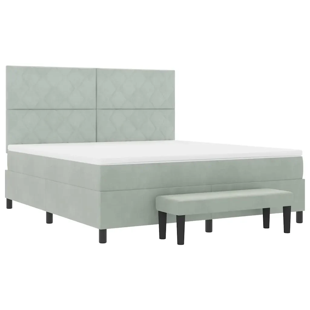 Letto a molle con testiera Grigio chiaro 200 x 180 cm Velluto 3344594 - Image 7