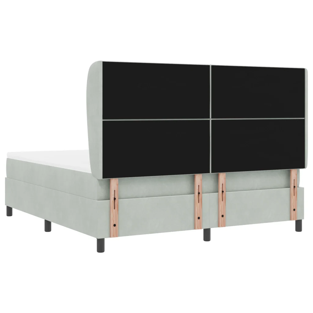 Letto Box Spring con Materasso Grigio Chiaro 180x200 cm in Velluto - Image 10