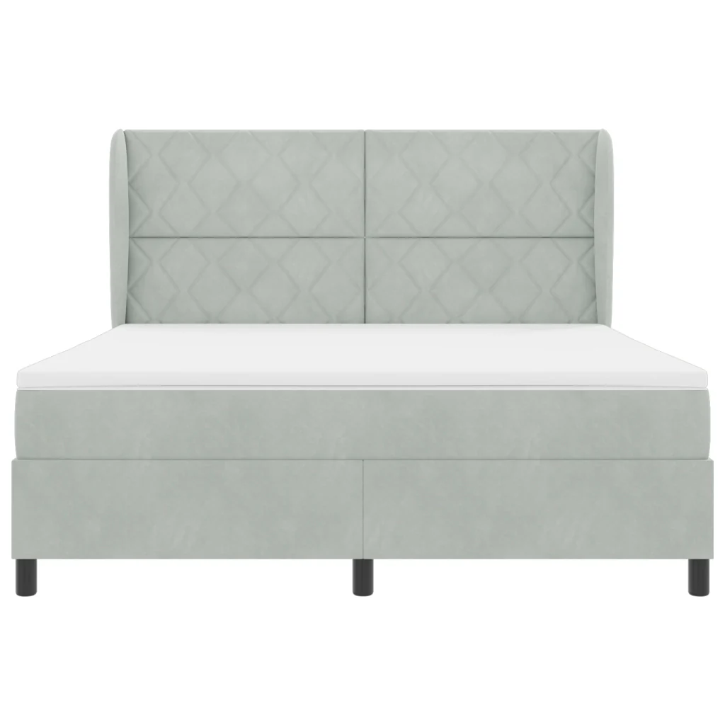 Letto Box Spring con Materasso Grigio Chiaro 180x200 cm in Velluto - Image 8