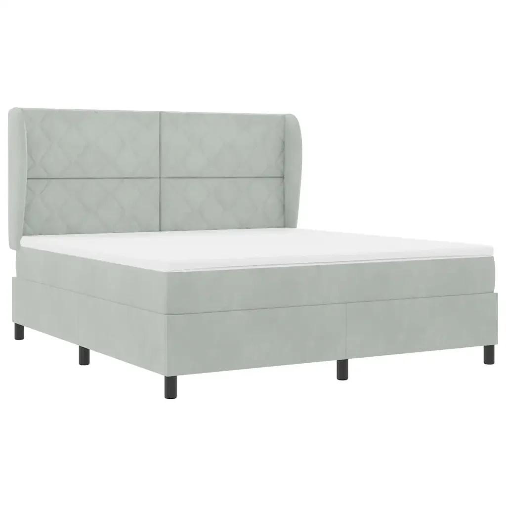 Letto a molle con testiera Grigio chiaro 200 x 180 cm Velluto 3340994 - Image 4