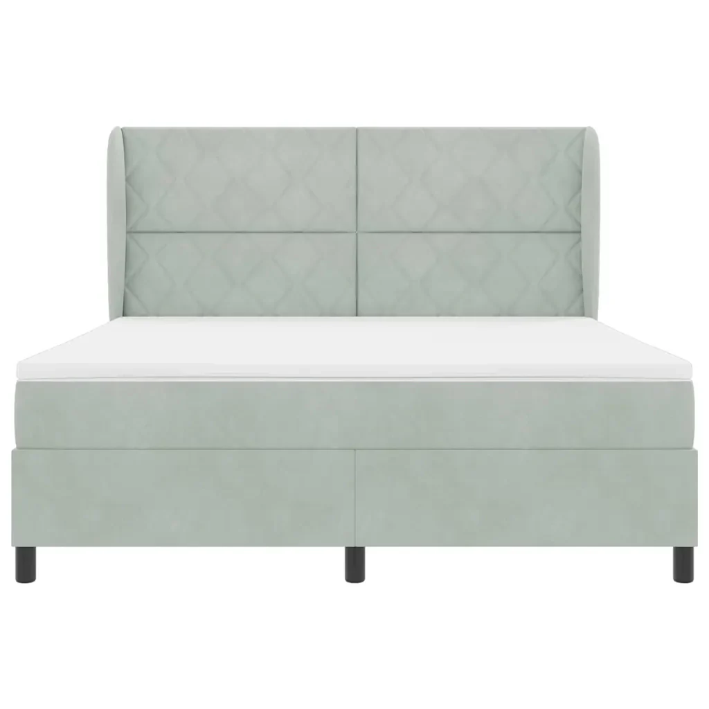 Letto a molle con testiera Grigio chiaro 200 x 180 cm Velluto 3340994 - Image 7