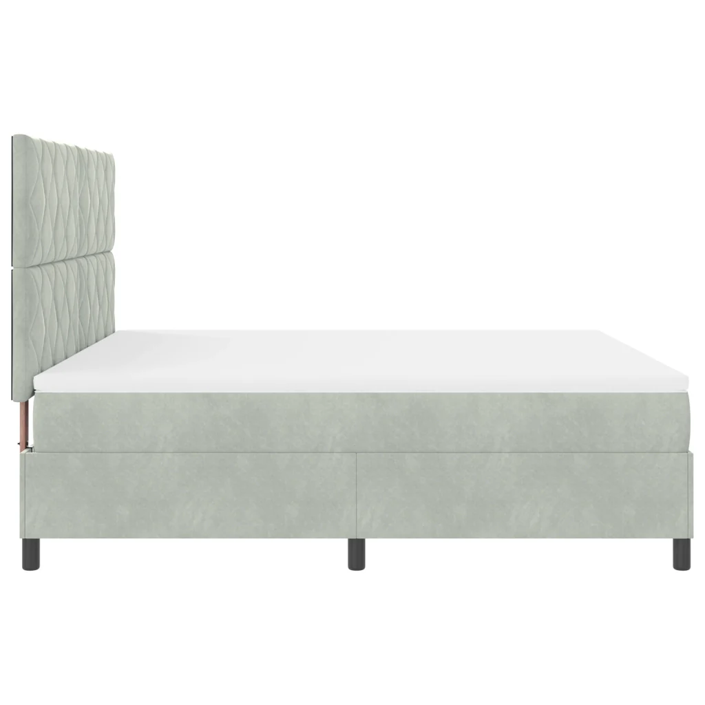 Letto Box Spring con Materasso Grigio Chiaro Super King in Velluto - Image 9