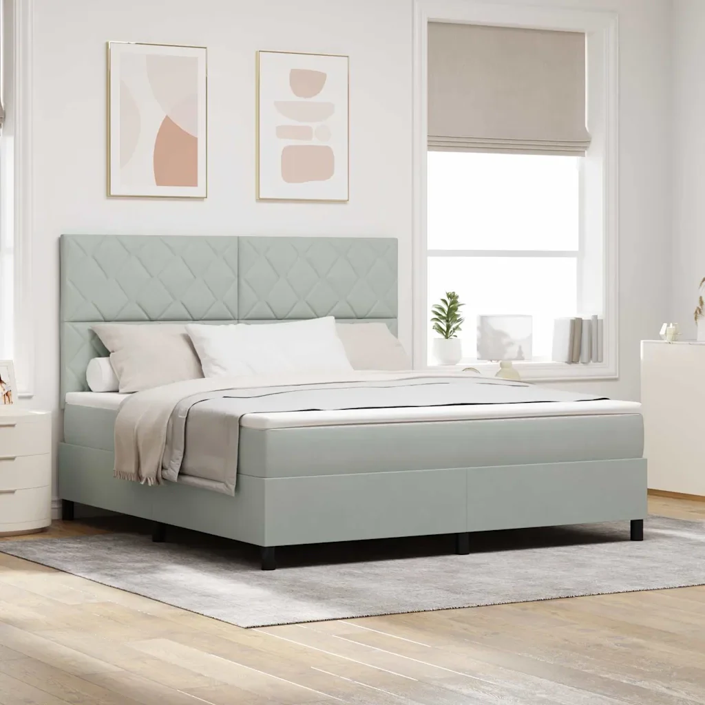 Letto a molle con testiera Grigio chiaro 180 x 200 cm Velluto 3339914