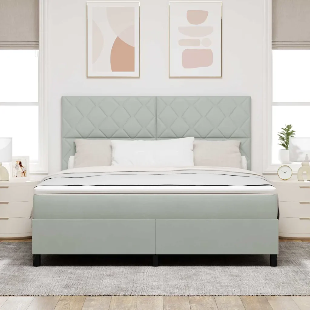 Letto a molle con testiera Grigio chiaro 180 x 200 cm Velluto 3339914 - Image 3