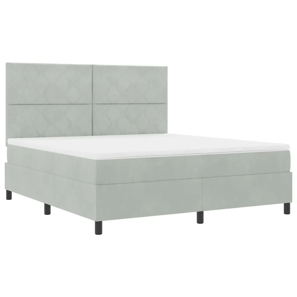 Letto a molle con testiera Grigio chiaro 180 x 200 cm Velluto 3339914 - Image 5