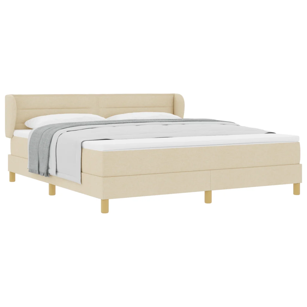 Letto Box Spring con Materasso in Crema - 180x200 cm Tessuto - Image 3