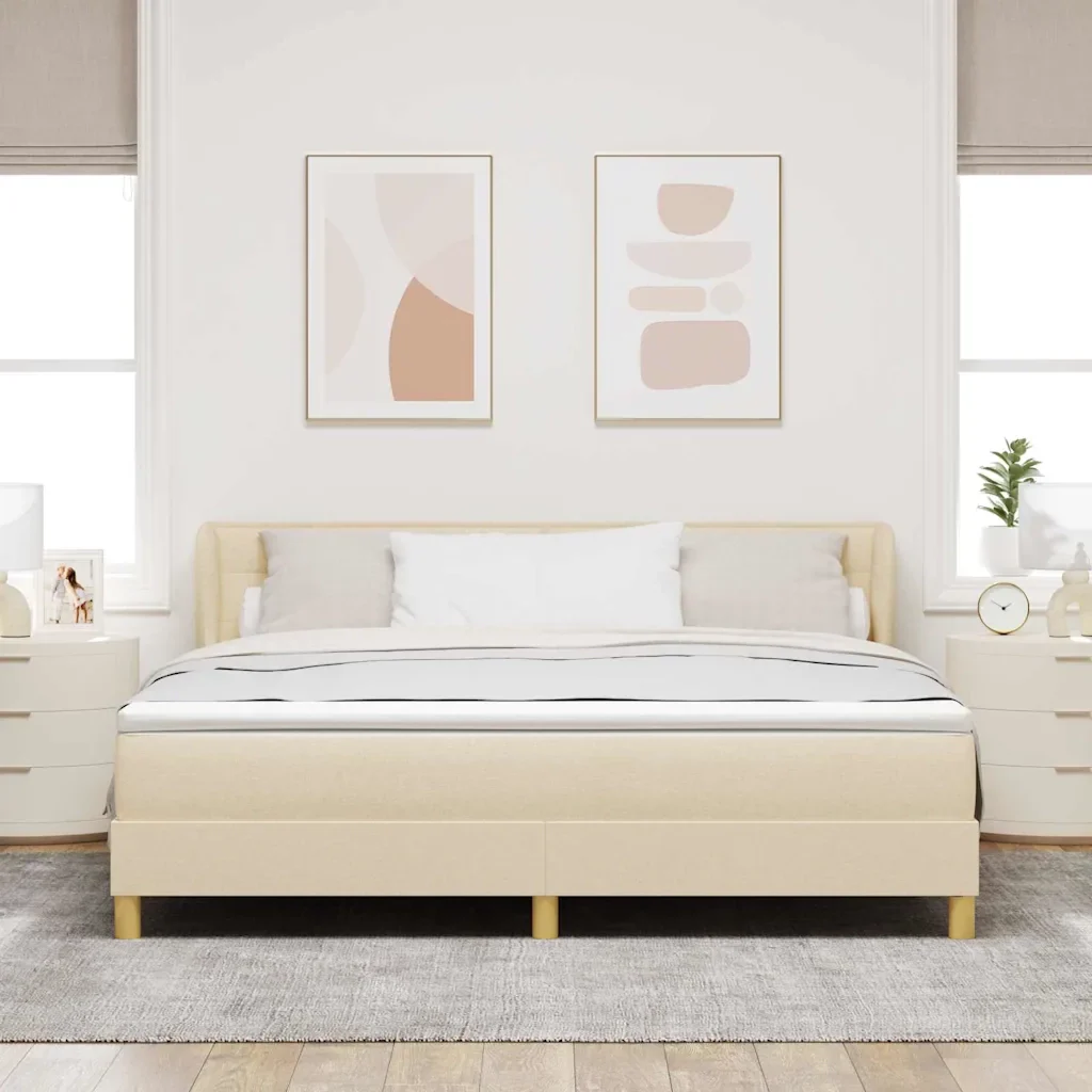 Letto a molle con materasso Crema 180 x 200 cm Tessuto 3340169 - Image 3