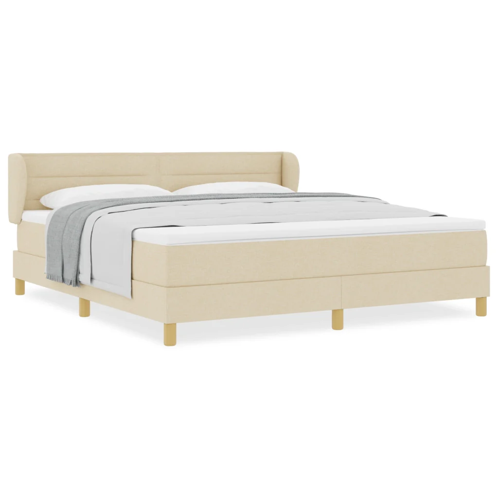 Letto Box Spring con Materasso in Crema - 180x200 cm Tessuto - Image 4
