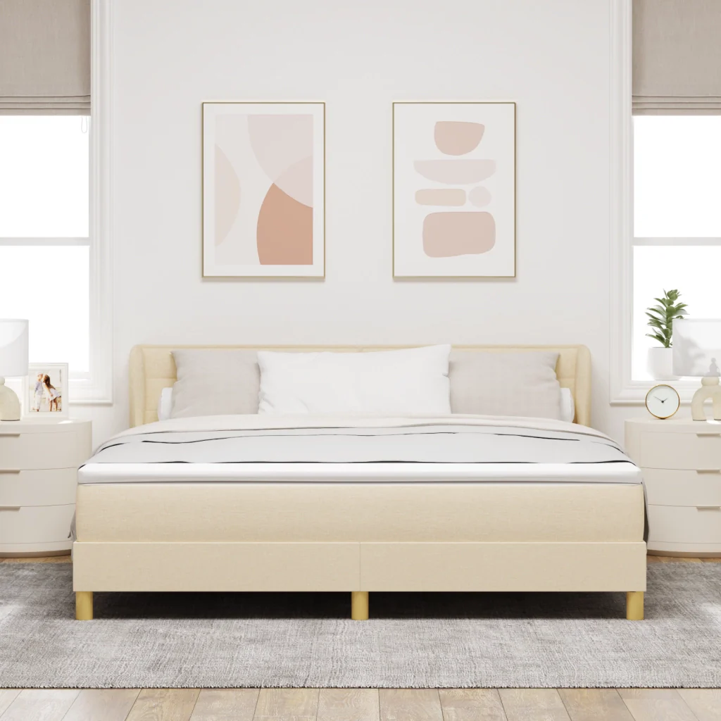 Letto Box Spring con Materasso in Crema - 180x200 cm Tessuto - Image 5