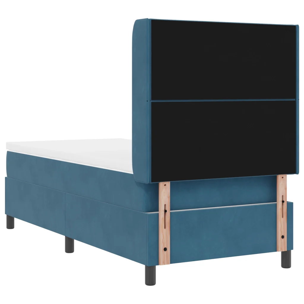 Letto Box Spring con Materasso & LED Blu Scuro 90x190 cm Velluto - Image 10