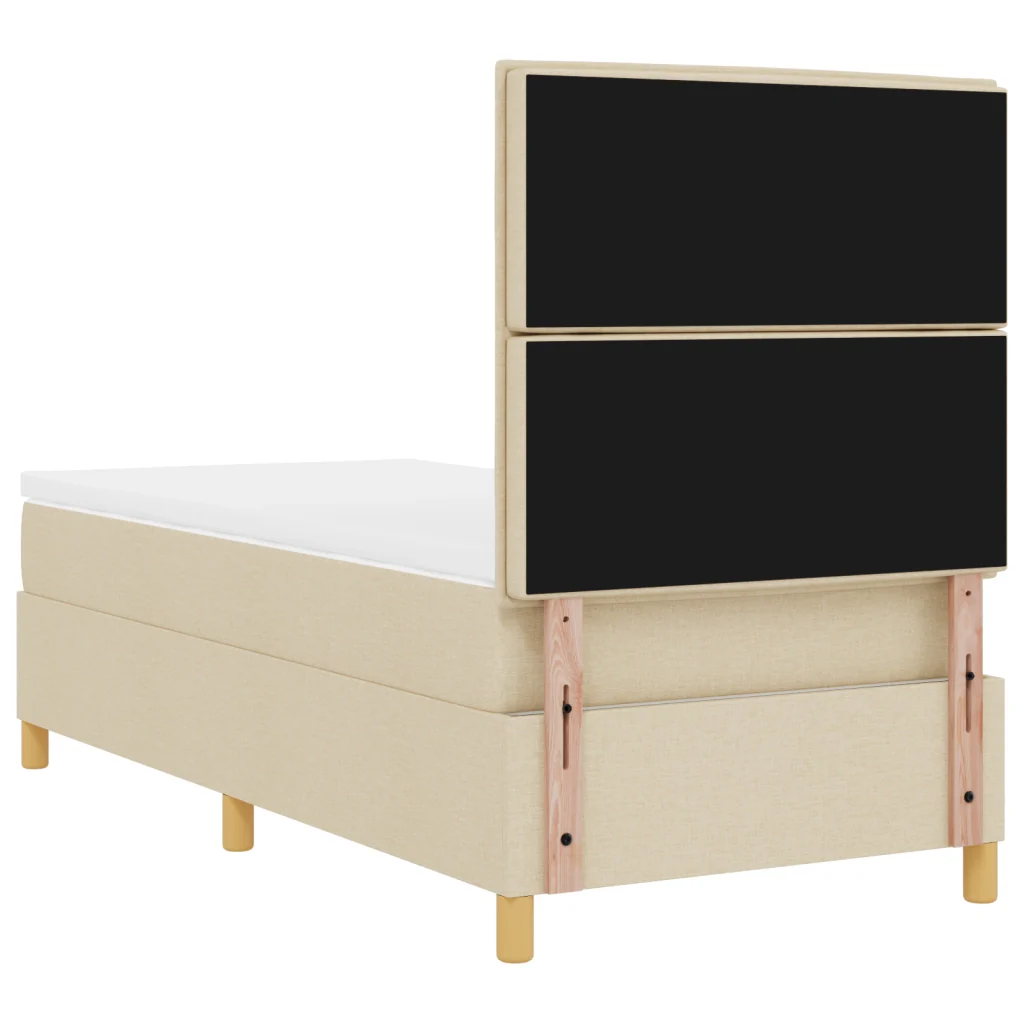 Letto Box Spring con Materasso & Luce LED Panna 90x200 cm Tessuto - Image 10