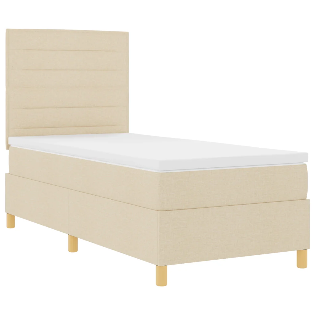 Letto Box Spring con Materasso & Luce LED Panna 90x200 cm Tessuto - Image 6