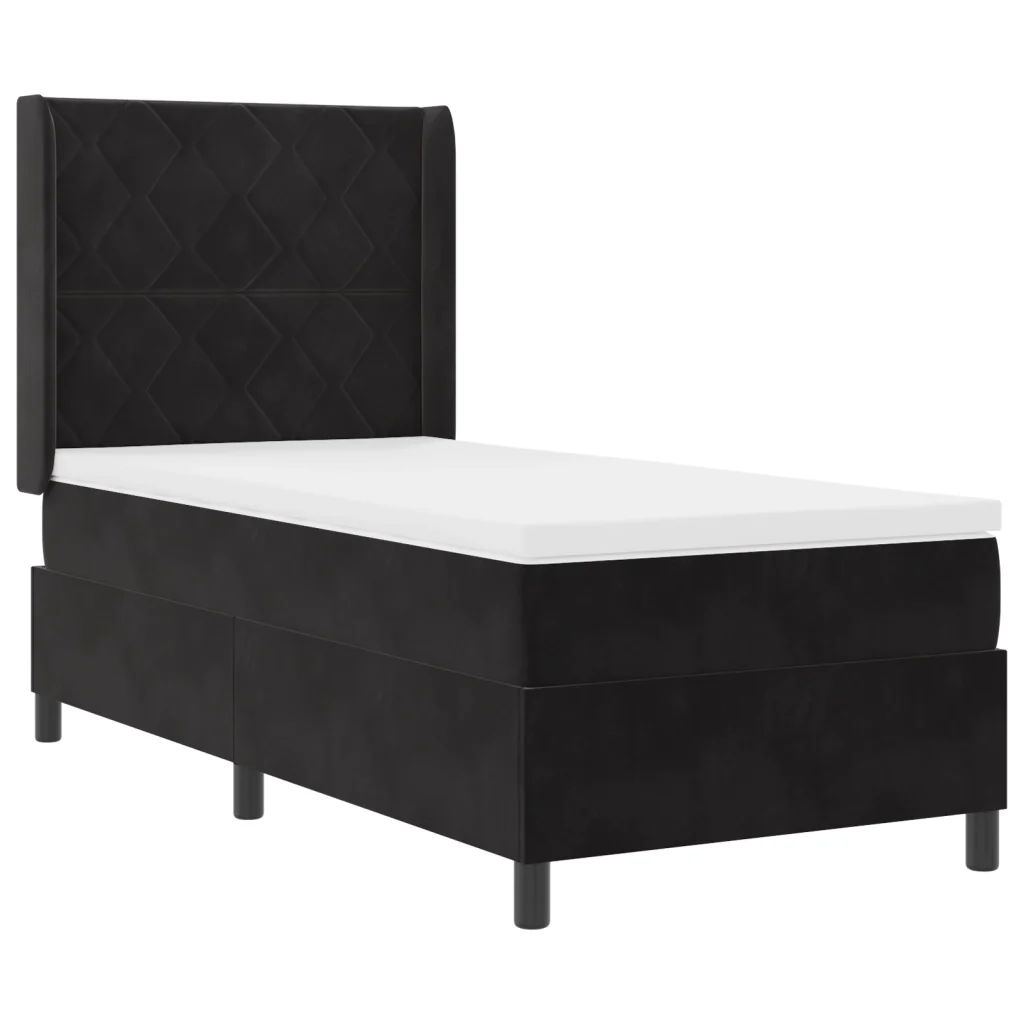 Letto Box Spring  con Materasso Nero 100x200 cm in Velluto - Image 2