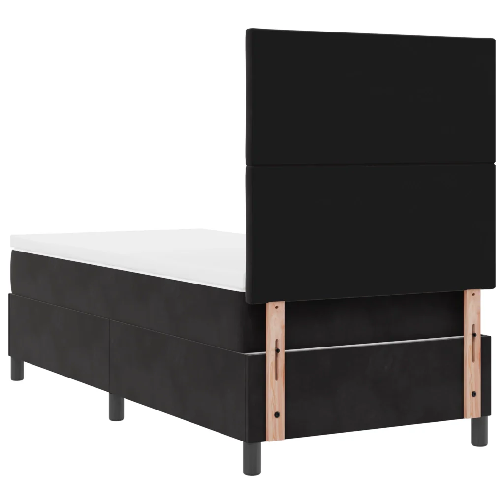 Letto Box Spring con Materasso Nero 100x200 cm Velluto - Image 10