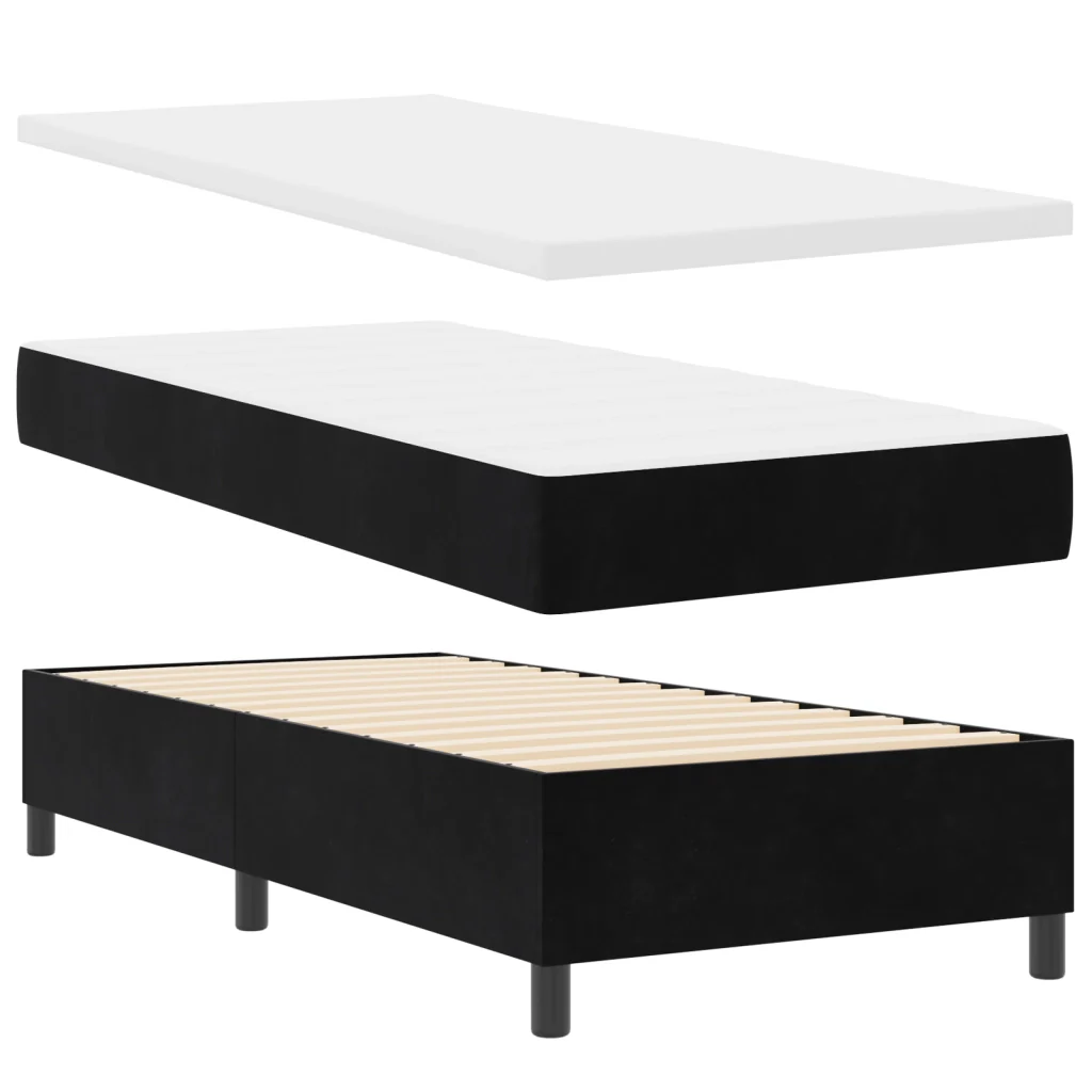 Letto Box Spring con Materasso Nero 100x200 cm Velluto - Image 7