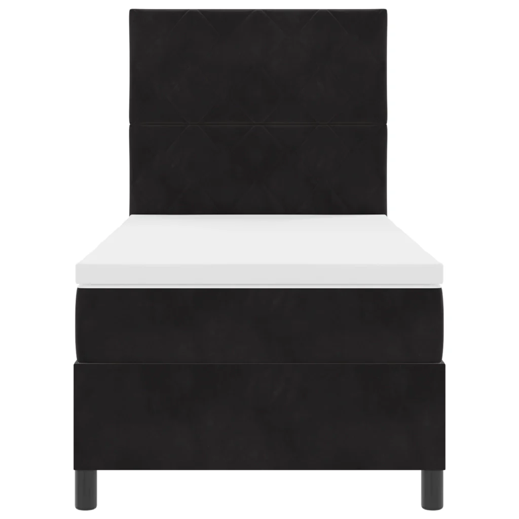 Letto Box Spring con Materasso Nero 100x200 cm Velluto - Image 8