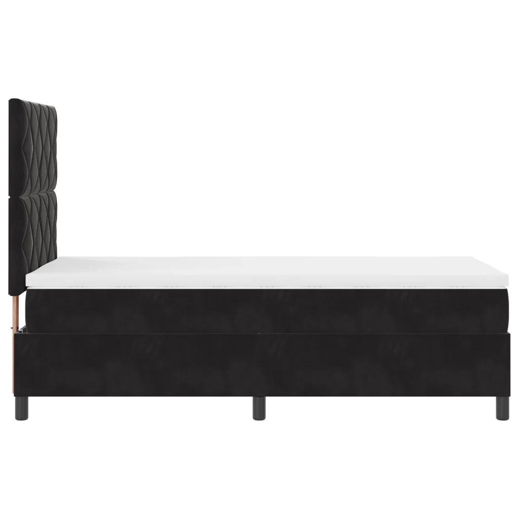 Letto Box Spring con Materasso Nero 100x200 cm Velluto - Image 9