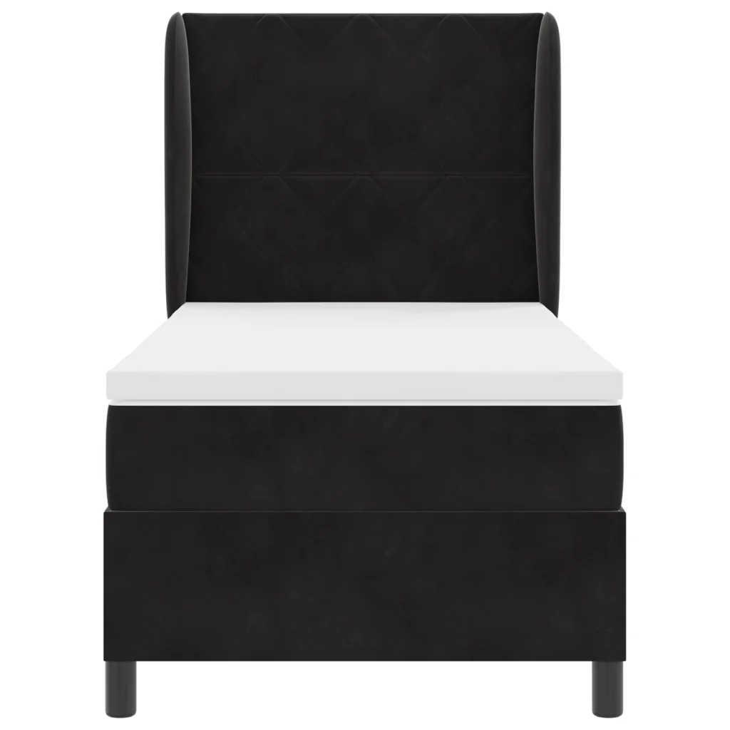 Letto Box Spring con Materasso Nero 100x200 cm Velluto - Image 6