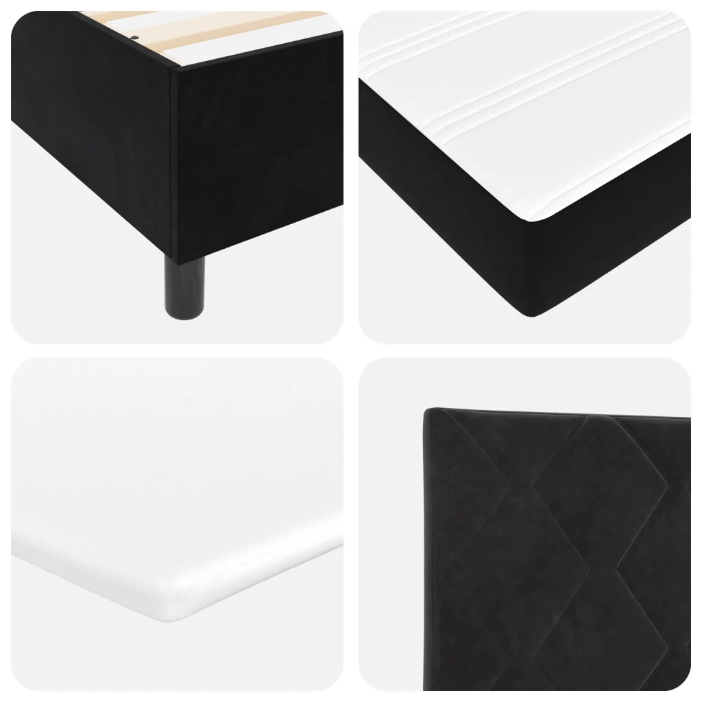 Letto Box Spring con Materasso Nero 100x200 cm Velluto - Image 9