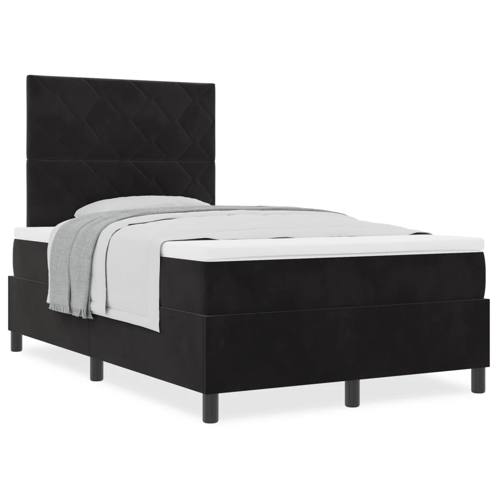 Letto Box Spring con Materasso Nero 120x200 cm Velluto - Image 4