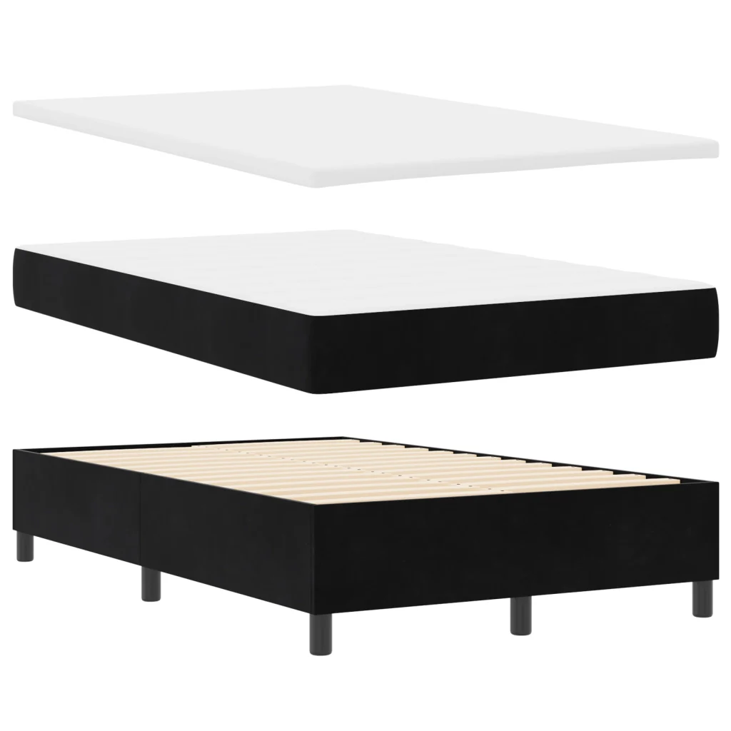 Letto Box Spring con Materasso Nero 120x200 cm Velluto - Image 7