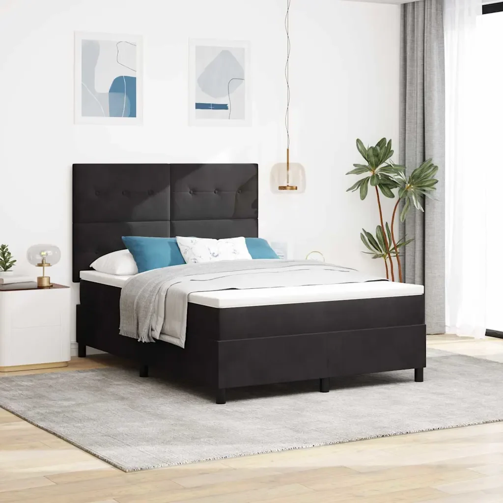 Letto a molle con testiera Nero 160 x 200 cm Velluto 3339844