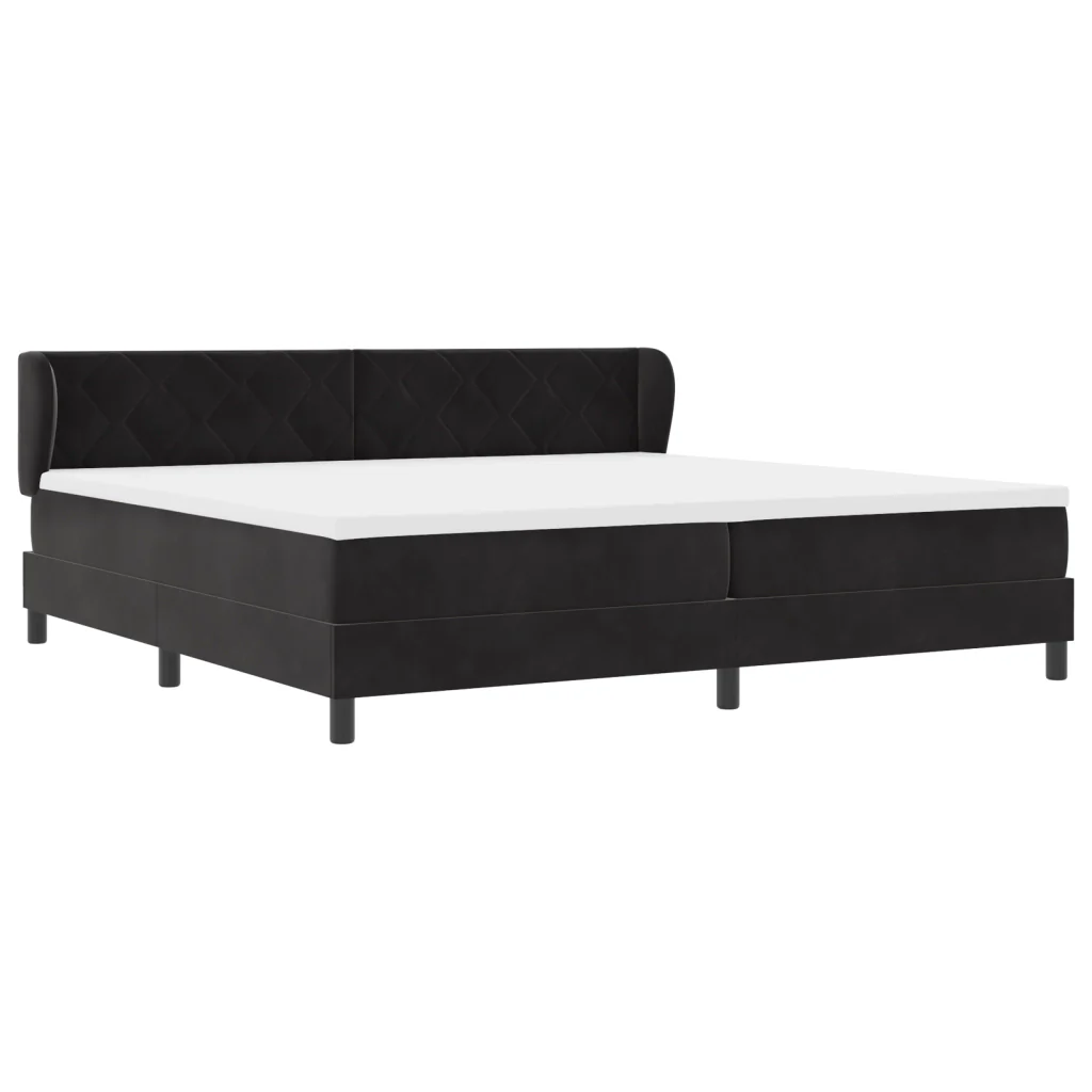 Letto Box Spring con Materasso Nero 200x200 cm in Velluto - Image 6