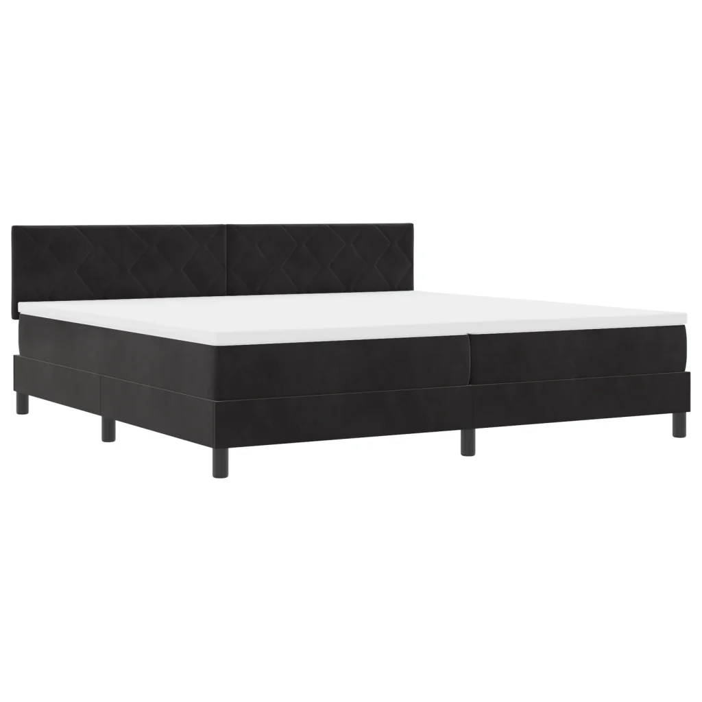 Letto Box Spring con Materasso Nero 200x200 cm Velluto - Image 2
