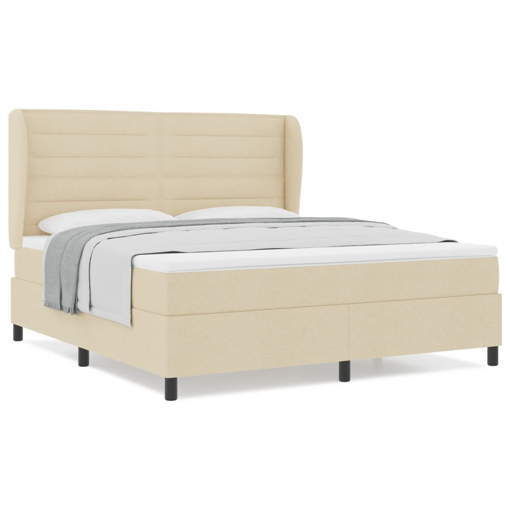 Letto Box Spring con Materasso Panna 180x200 cm Tessuto - Image 4