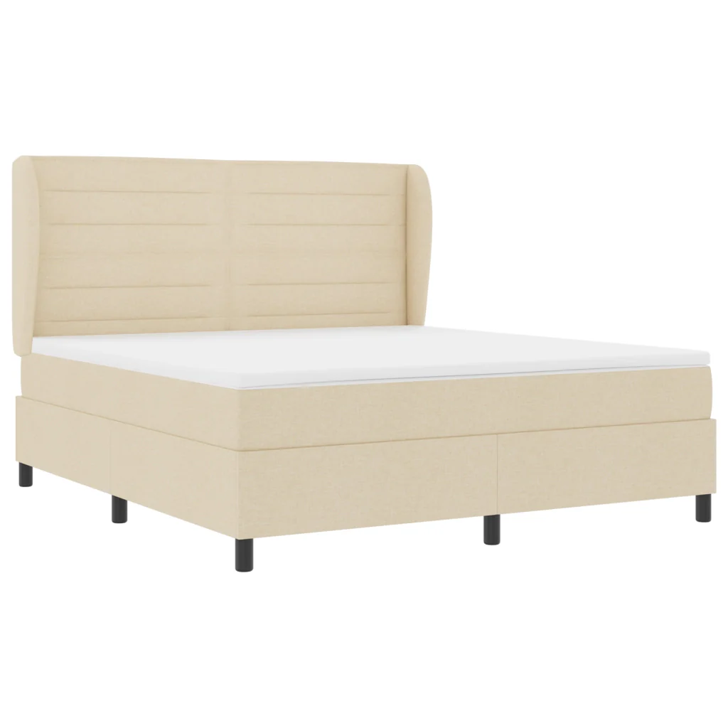 Letto Box Spring con Materasso Panna 180x200 cm Tessuto - Image 6
