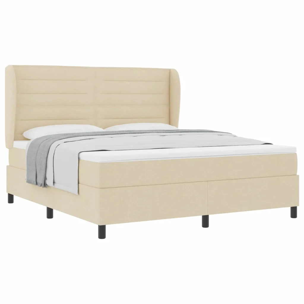 Letto a molle con materasso Crema 180 x 200 cm Tessuto 3340520 - Image 2